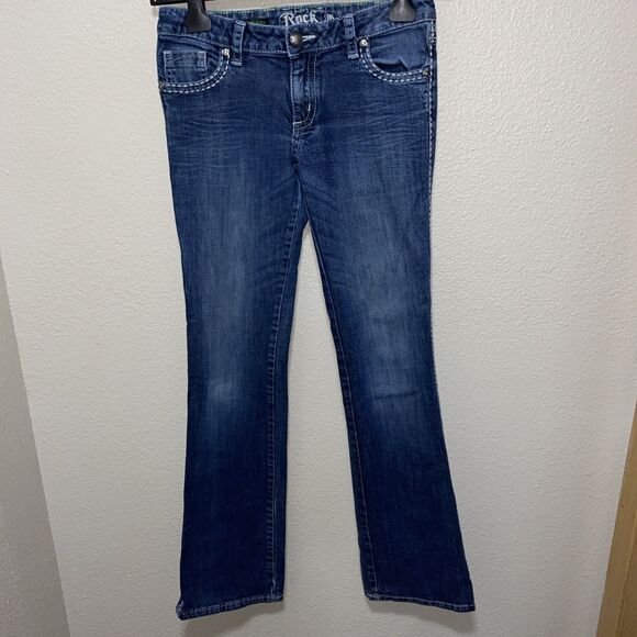 Wrangler Rock 47 Ultra Low Rise Jeans Size 27x32 Blue - Picture 1 of 6